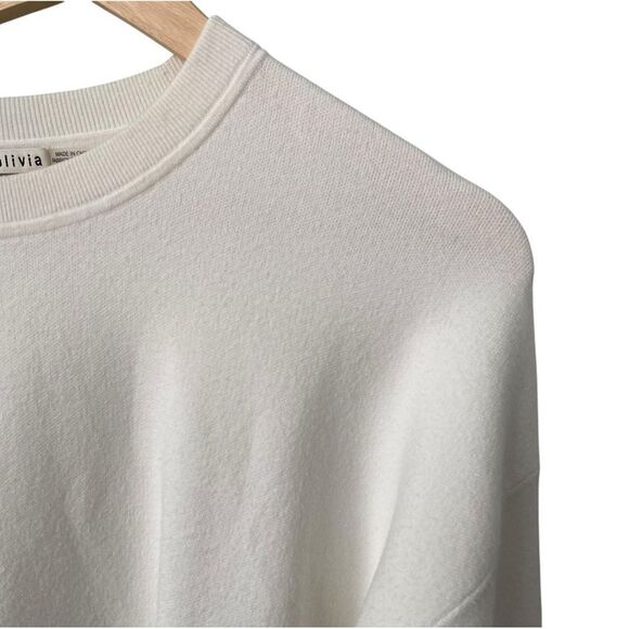 ALICE + OLIVIA - Michael Crewneck Pullover with Cut Shoulder Soft White/Gold SP - Picture 9 of 15